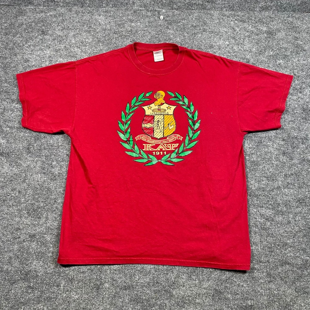 Gildan Kappa Alpha Psi Fraternity T-Shirt Mens XL Red Graphic Crest AIEFOHE Tee